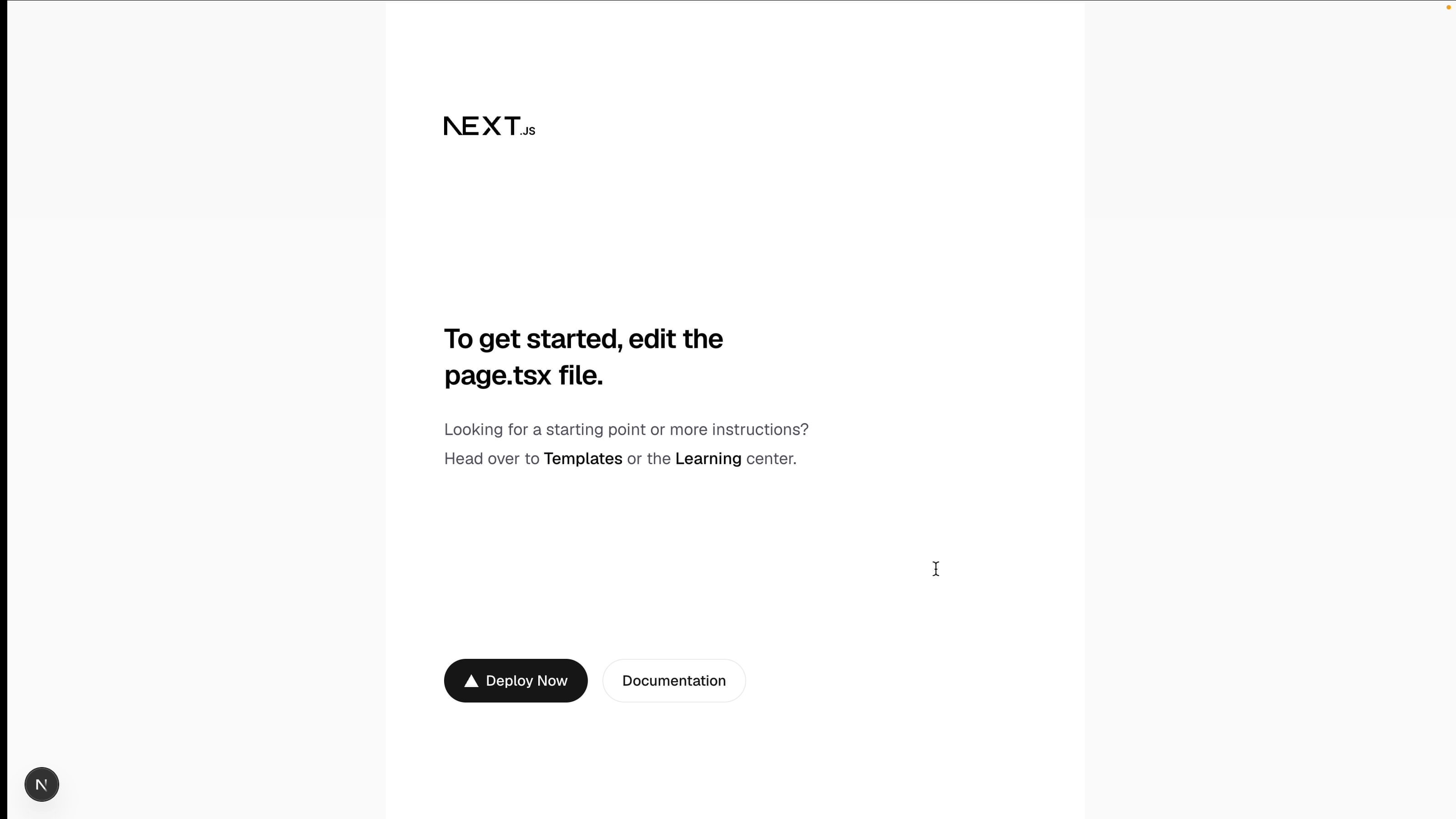 Default Next.js starter page running in the browser